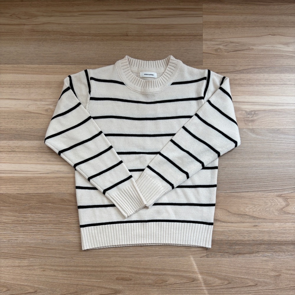 Striped Cream and Black Sweater